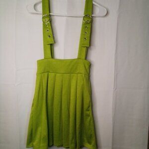 Forever 21 Overall Dress Women S Adjustable Sleeveless Pleated Green
